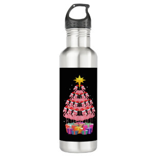 Flamingo Ugly Christmas Tree Funny Gift Stainless Steel Water Bottle