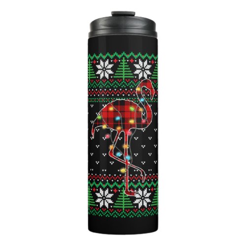 Flamingo Ugly Sweater Christmas Animals Thermal Tumbler