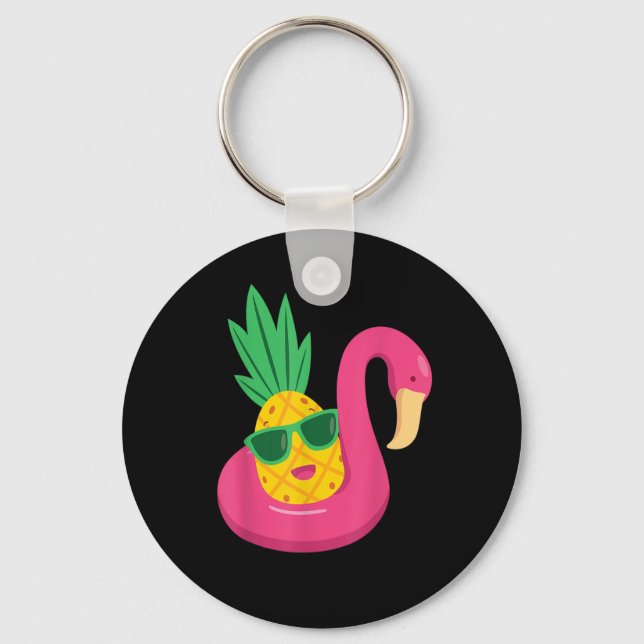 Flamingo Upside Down Pineapple Swinger  Men & Wome Keychain (Front)