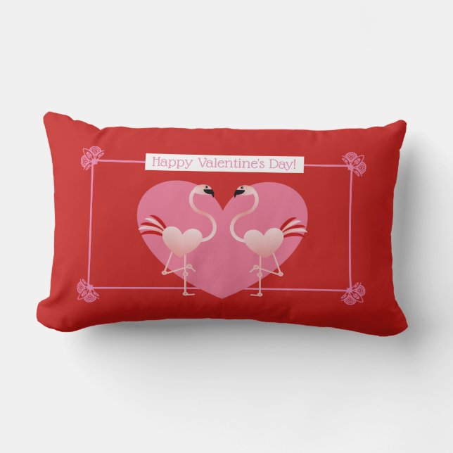 Flamingo Valentine's Day Lumbar Pillow (Front)