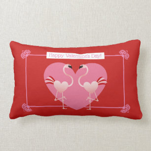 Flamingo Valentine's Day Lumbar Pillow