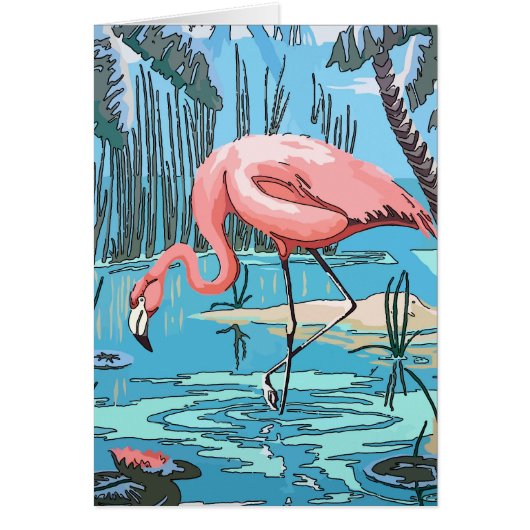 Flamingo Vintage Card, edit text Cards (Front)