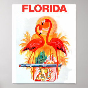 Flamingo Vintage Florida Travel Poster