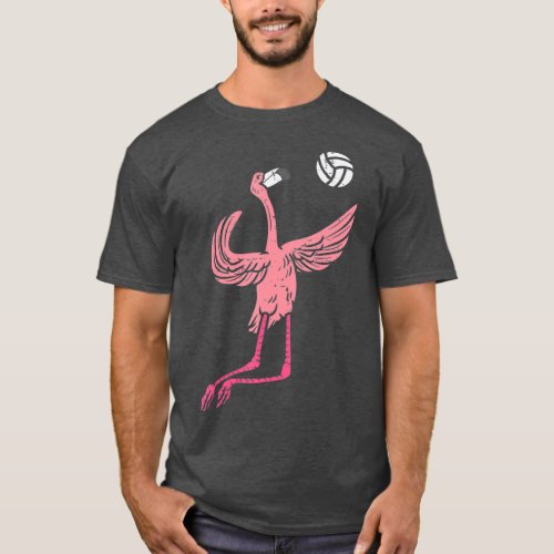 Flamingo Volleyball Spike Serve Player Spiker T_Shirt