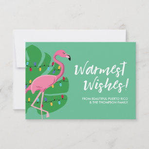 Flamingo Warmest Wishes Holiday Family Card