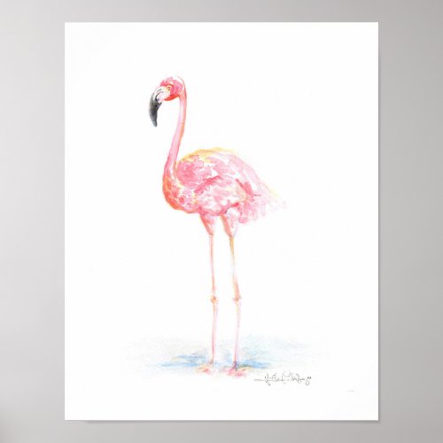 Flamingo Watercolor 11x14 by Heather French Henry Poster