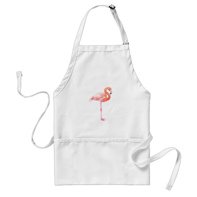 Flamingo watercolor adult apron (Front)