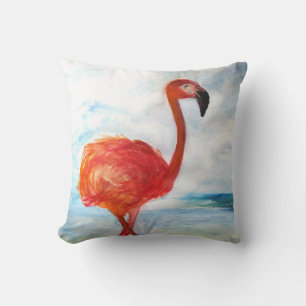 Flamingo Watercolor Art Throw Pillow