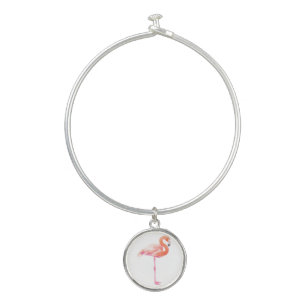 Flamingo watercolor bangle bracelet