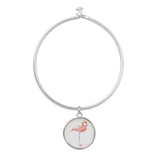 Flamingo watercolor bangle bracelet