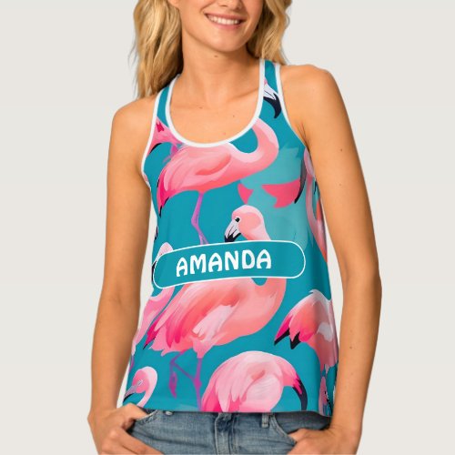 Flamingo Watercolor Colorful Personalized Pattern Tank Top