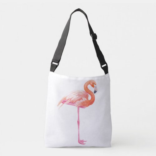 Flamingo watercolor crossbody bag