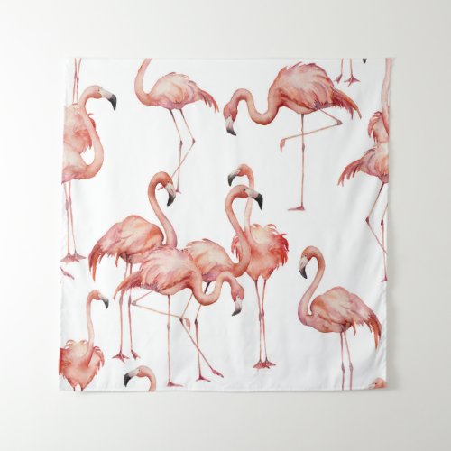 Flamingo Watercolor Exotic Bird Seamless Tapestry