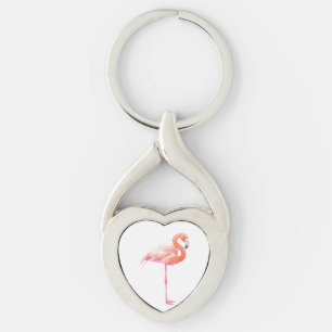 Flamingo watercolor keychain