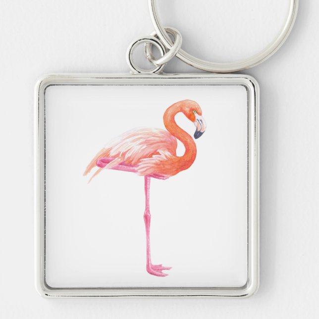 Flamingo watercolor keychain (Front)