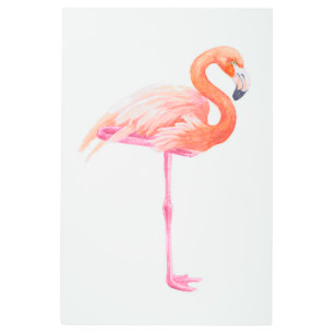 Flamingo watercolor metal print