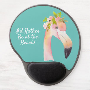 Flamingo watercolor painting - Gel Mouse Pad beach