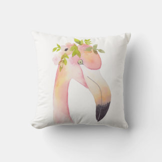 Flamingo watercolor painting - outdoor pillow