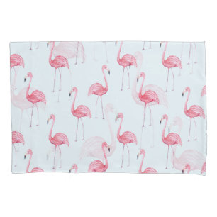 Flamingo watercolor, pastel background seamless pa pillow case