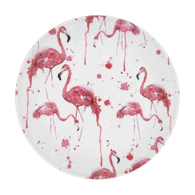 Flamingo watercolor pattern, vibrant design. cutting board (Front)