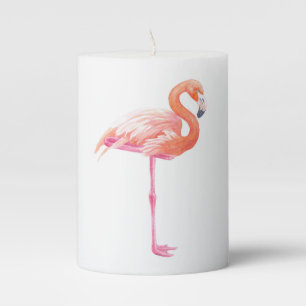 Flamingo watercolor pillar candle