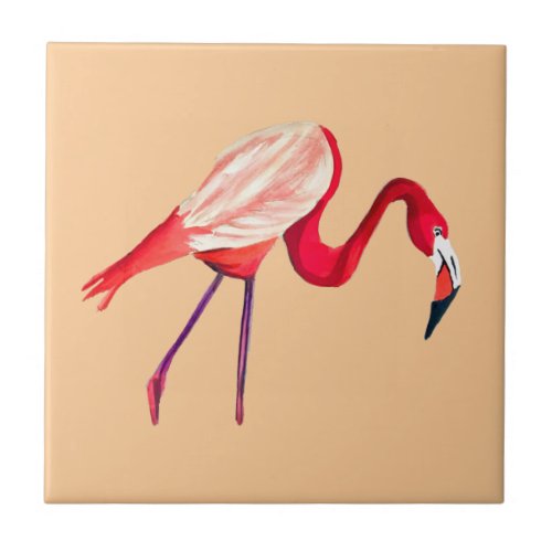 Flamingo watercolor pretty art ceramic tile