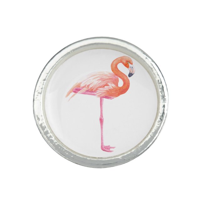 Flamingo watercolor ring (Front)