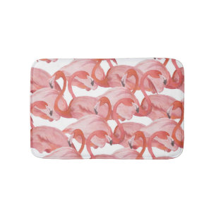 Flamingo Watercolor: Seamless Pattern Bath Mat