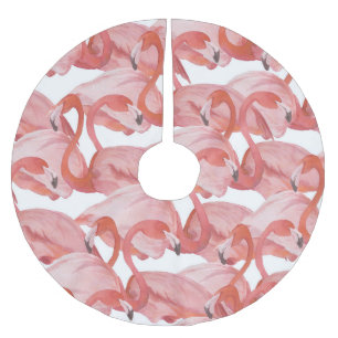 Flamingo Watercolor: Seamless Pattern Brushed Polyester Tree Skirt