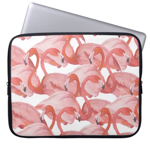 Flamingo Watercolor Seamless Pattern Laptop Sleeve