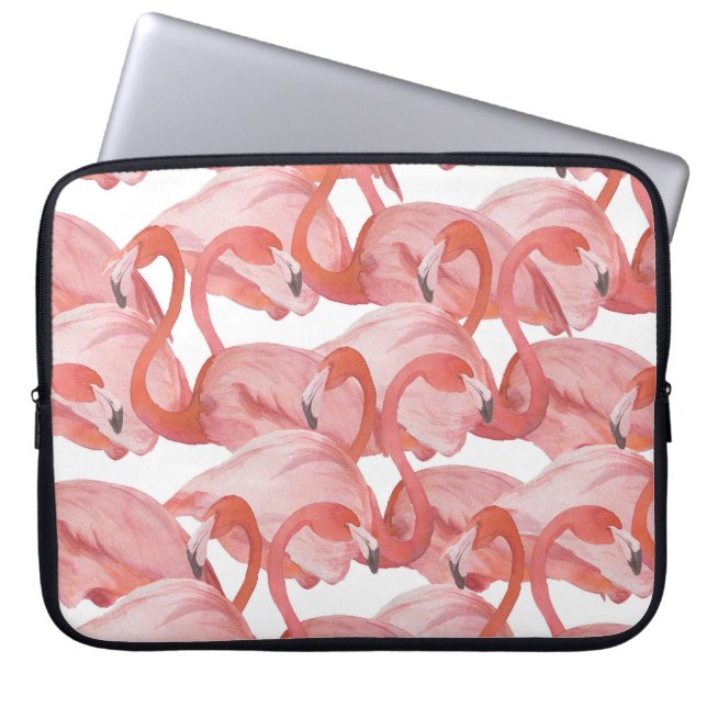 Flamingo Watercolor: Seamless Pattern Laptop Sleeve (Front)