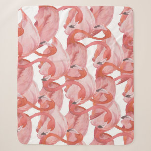 Flamingo Watercolor: Seamless Pattern Sherpa Blanket