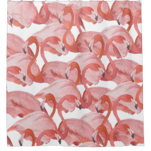 Flamingo Watercolor: Seamless Pattern Shower Curtain