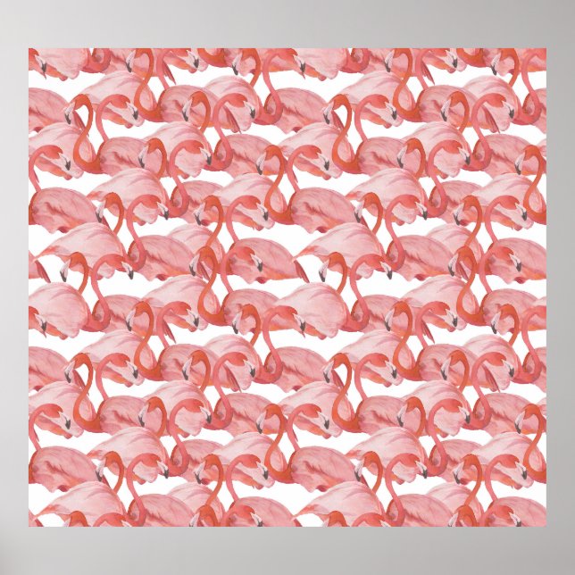 Flamingo Watercolor: Seamless Small Pattern Poster (Front)