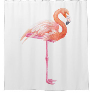 Flamingo watercolor shower curtain
