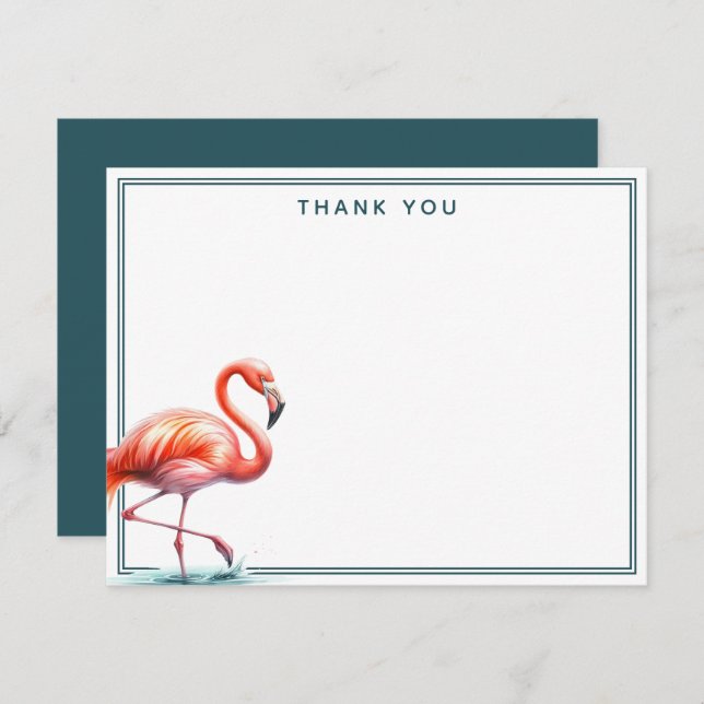 Flamingo Watercolor Thank You Note Card (Front/Back)