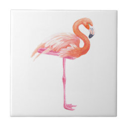 Flamingo watercolor tile