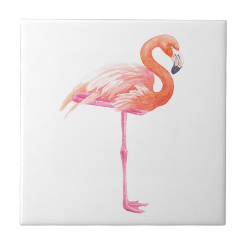 Flamingo watercolor tile