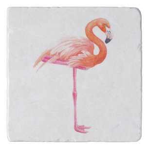 Flamingo watercolor trivet
