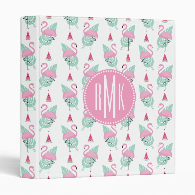 Flamingo & Watermelon Pastel Pattern Binder (Front/Spine)