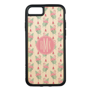 Flamingo & Watermelon Pastel Pattern Carved iPhone 8/7 Case