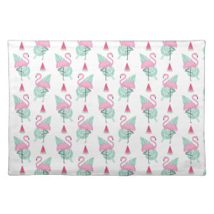 Flamingo & Watermelon Pastel Pattern Cloth Placemat