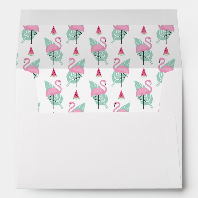 Flamingo & Watermelon Pastel Pattern Envelope (Back (Bottom))
