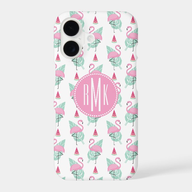 Flamingo & Watermelon Pastel Pattern Iphone Case (Back)