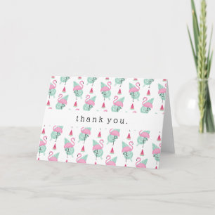 Flamingo & Watermelon Pastel Pattern Letterpress Thank You Card