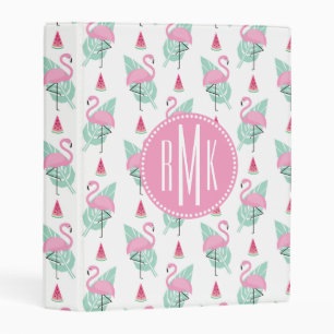 Flamingo & Watermelon Pastel Pattern Mini Binder