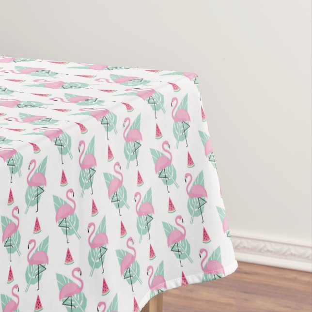 Flamingo & Watermelon Pastel Pattern Tablecloth (In Situ)