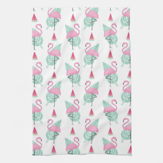 Flamingo & Watermelon Pastel Pattern Towel
