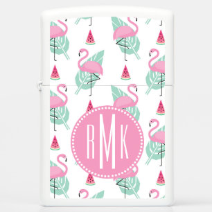 Flamingo & Watermelon Pastel Pattern Zippo Lighter