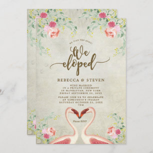 flamingo we tied the knot we eloped invitation